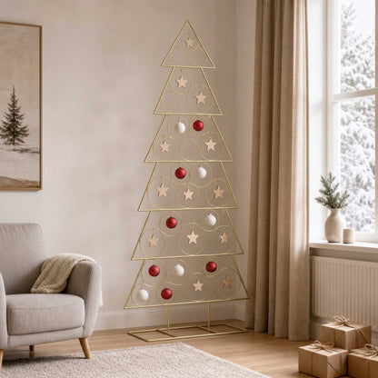 Metal Christmas Tree KUOPIO Steel Gold 180 cm