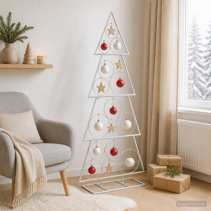 Metal Christmas Tree KUOPIO Steel White 125 cm