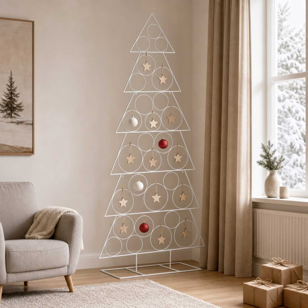 Metal Christmas Tree KUOPIO Steel White 180 cm
