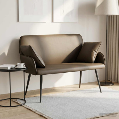 2 Seater Sofa with Metal Legs 2-Seater Faux Leather Grey
