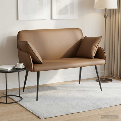 2 Seater Sofa with Metal Legs 2-Seater Faux Leather Cappuccino