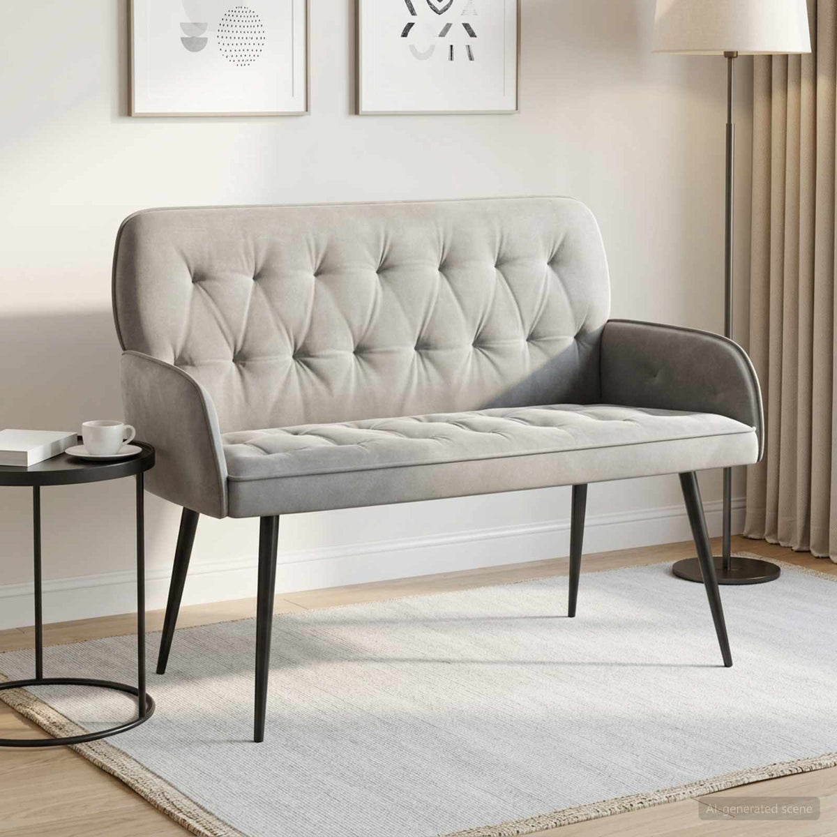 2 Seater Sofa with Metal Legs 2-Seater Velvet Light grey