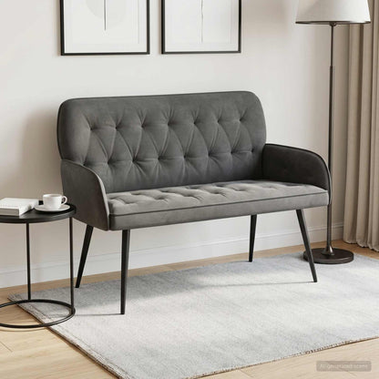 2 Seater Sofa with Metal Legs 2-Seater Velvet Dark grey
