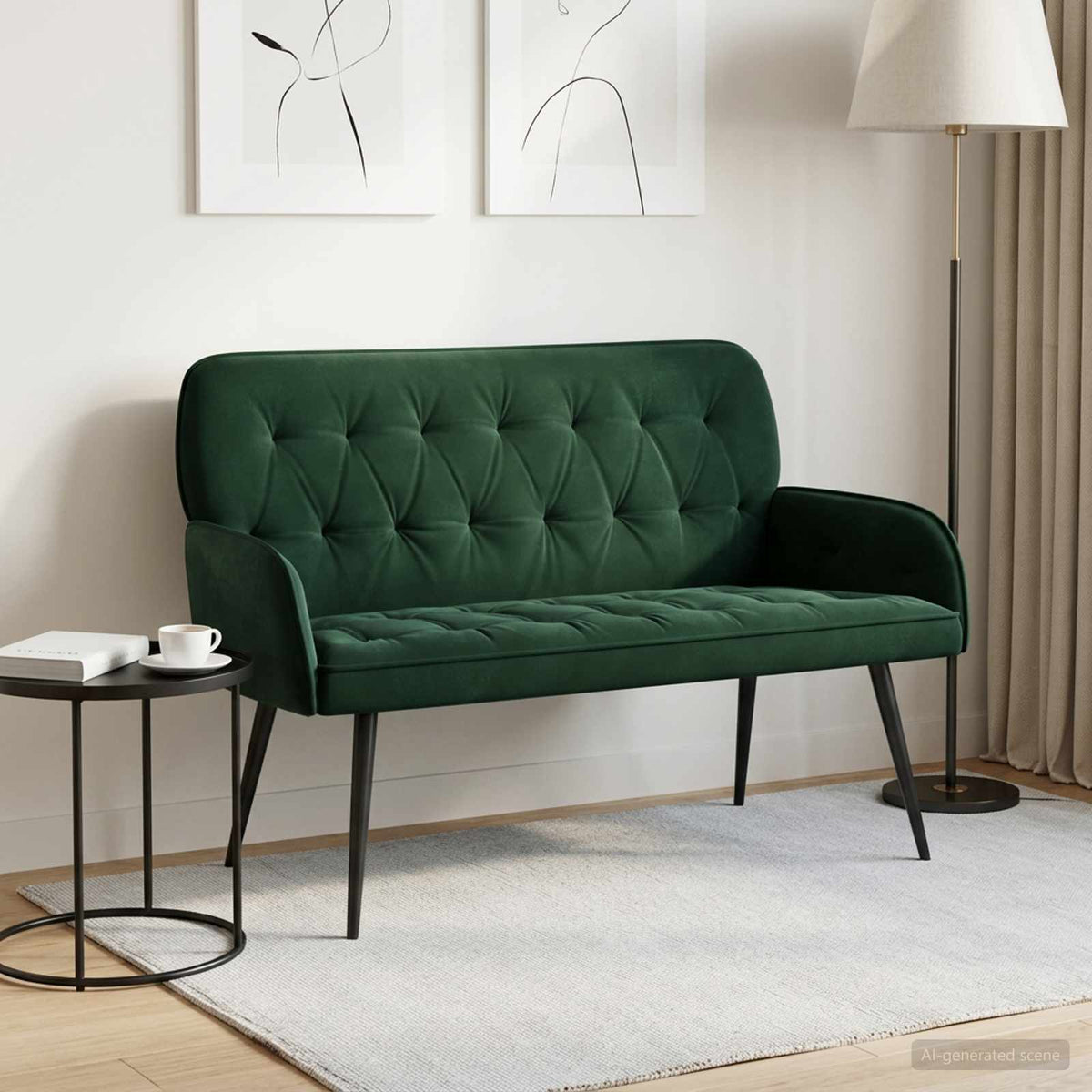 2 Seater Sofa with Metal Legs 2-Seater Velvet Dark green