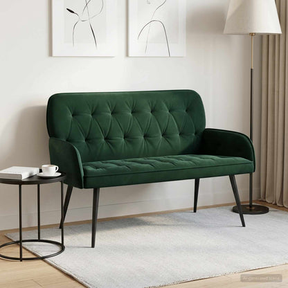 2 Seater Sofa with Metal Legs 2-Seater Velvet Dark green