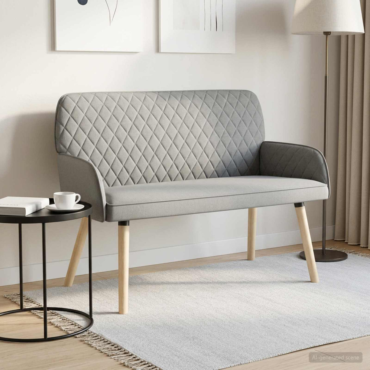 2 Seater Sofa with Solid Wood Legs 2-Seater Light grey