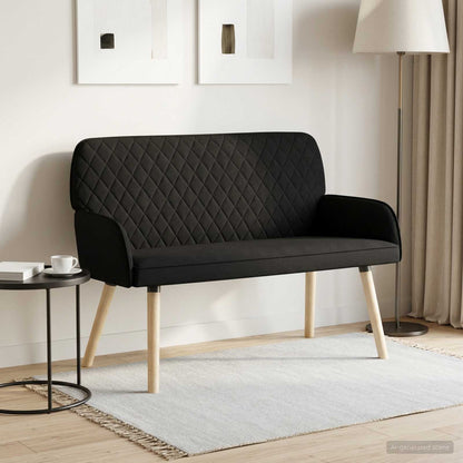 2 Seater Sofa with Solid Wood Legs 2-Seater Black