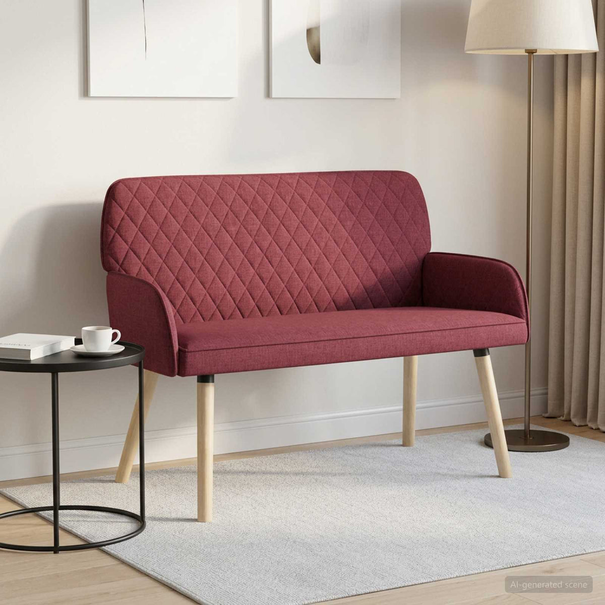2 Seater Sofa with Solid Wood Legs 2-Seater Wine red