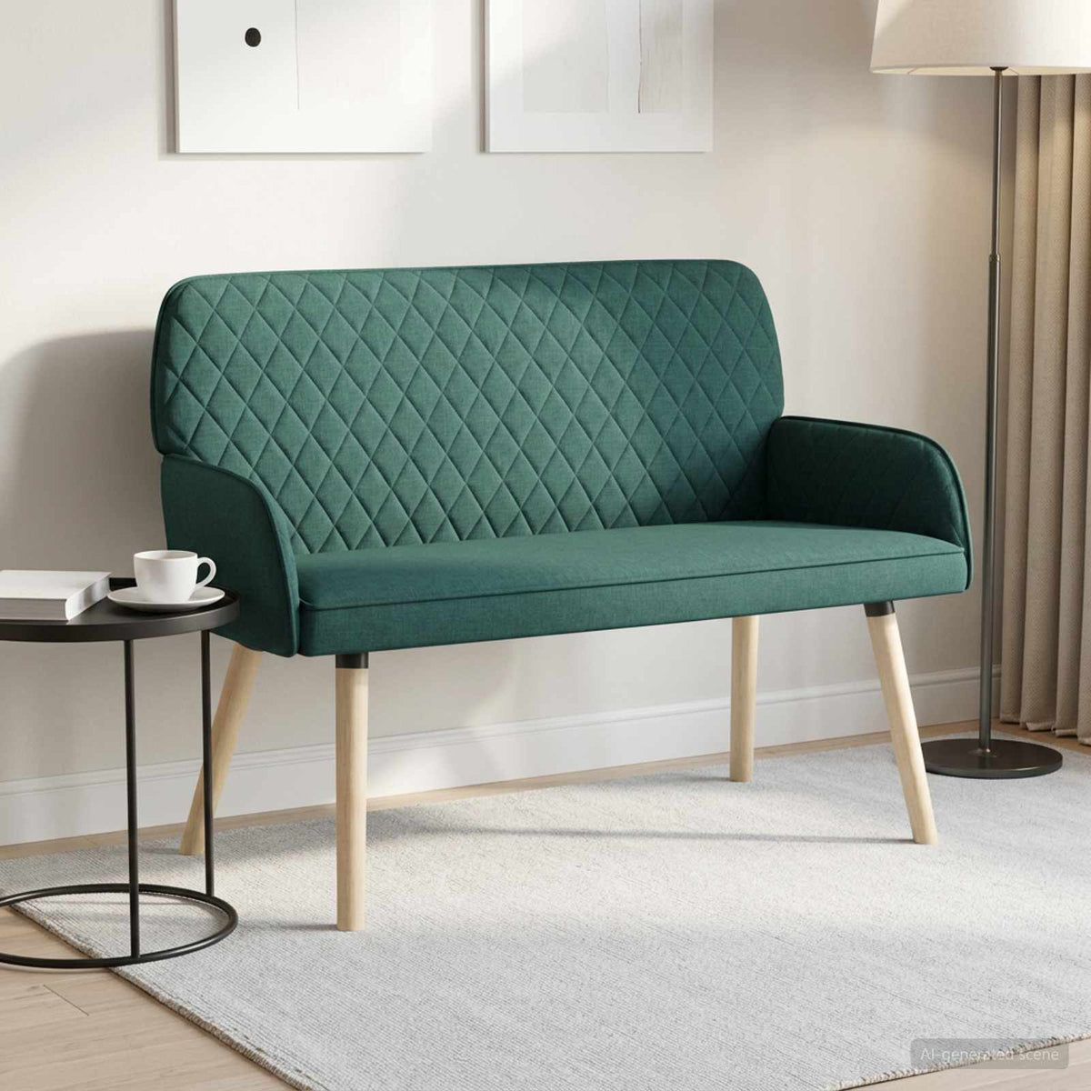 2 Seater Sofa with Solid Wood Legs 2-Seater Dark green