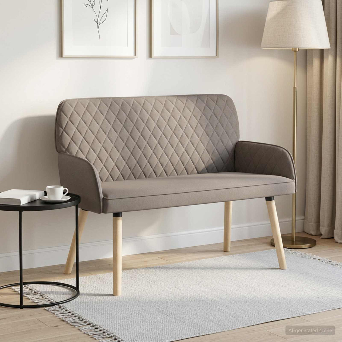 2 Seater Sofa with Solid Wood Legs 2-Seater Taupe