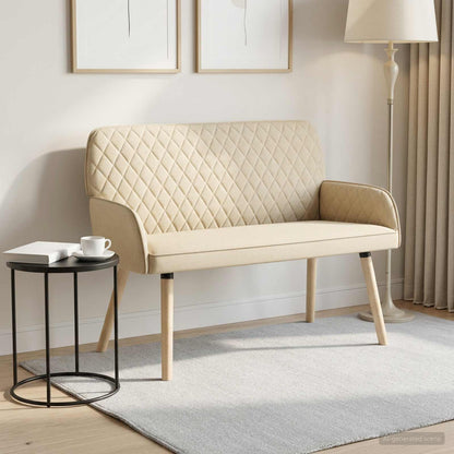 2 Seater Sofa with Solid Wood Legs 2-Seater Cream