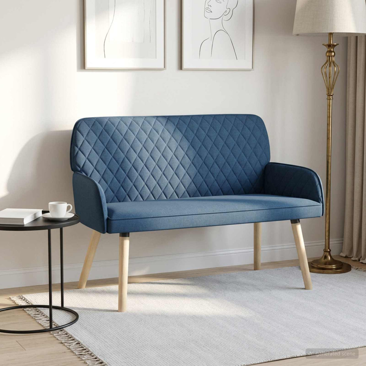 2 Seater Sofa with Solid Wood Legs 2-Seater Blue