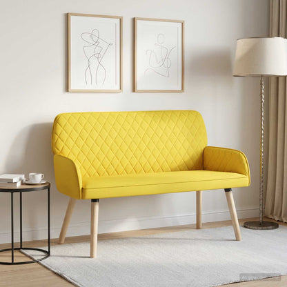 2 Seater Sofa with Solid Wood Legs 2-Seater Light yellow