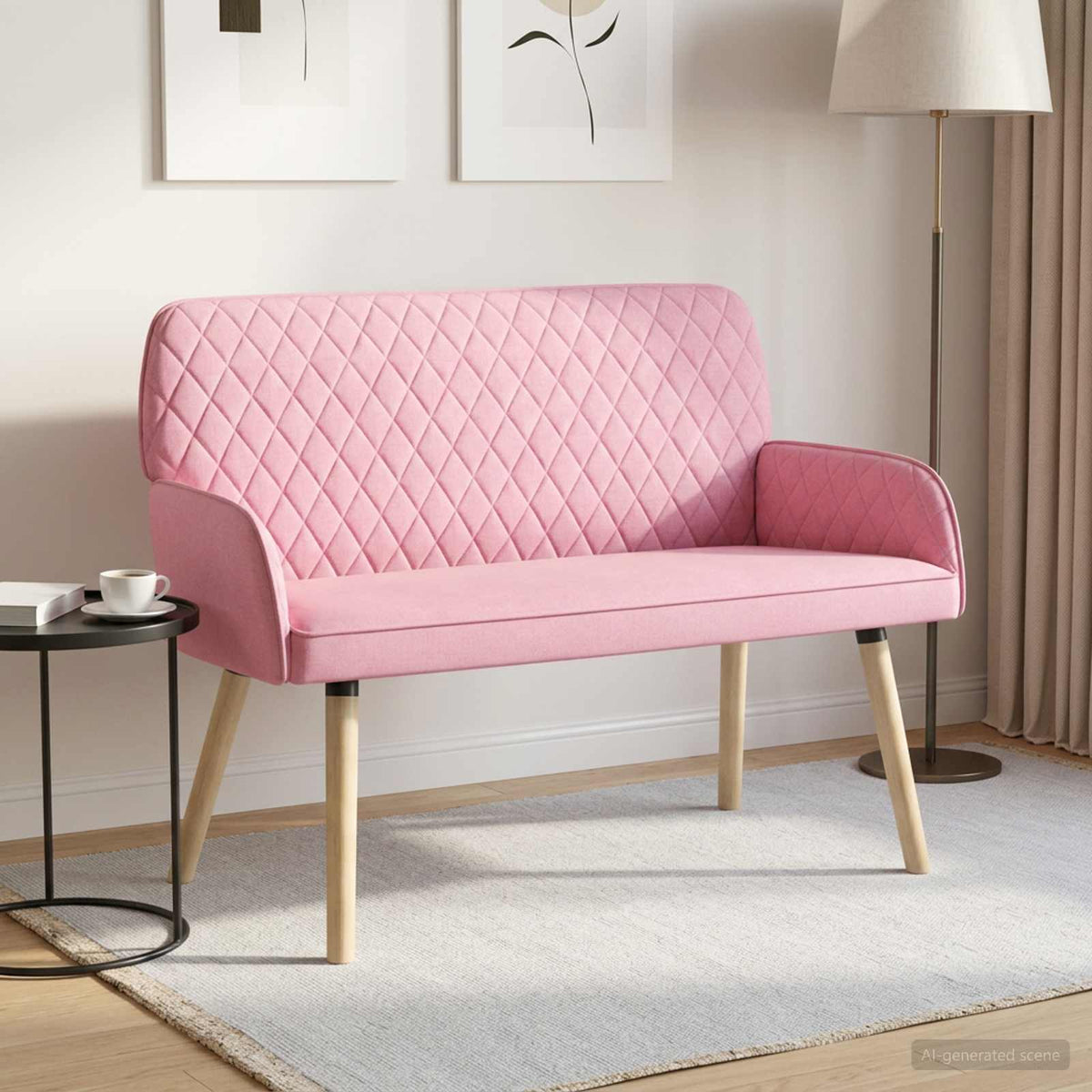 2 Seater Sofa with Solid Wood Legs 2-Seater Pink