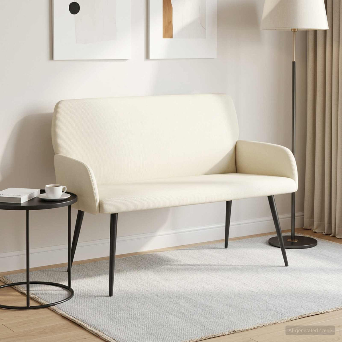 2 Seater Sofa with Metal Legs 2-Seater Cream