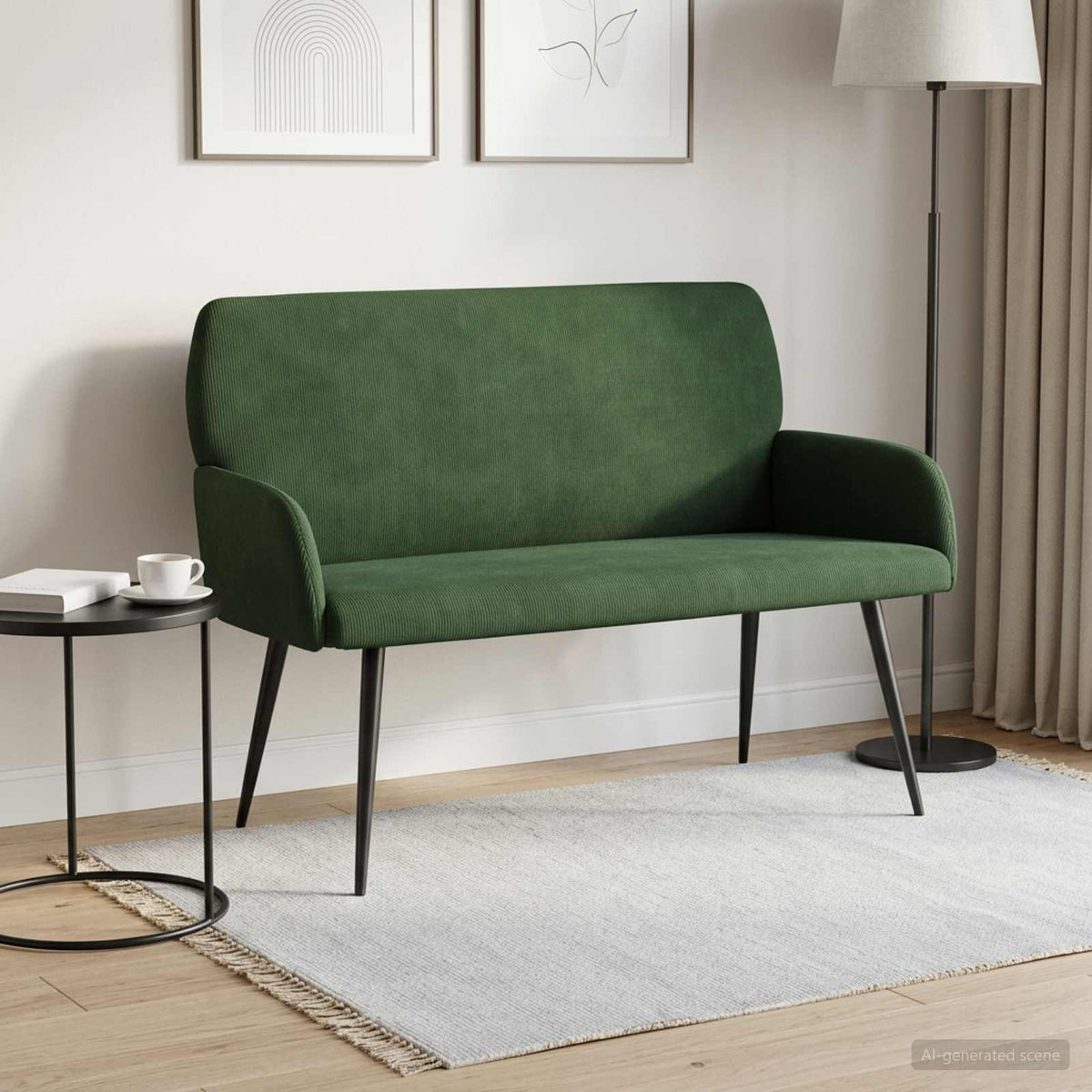 2 Seater Sofa with Metal Legs 2-Seater Dark green