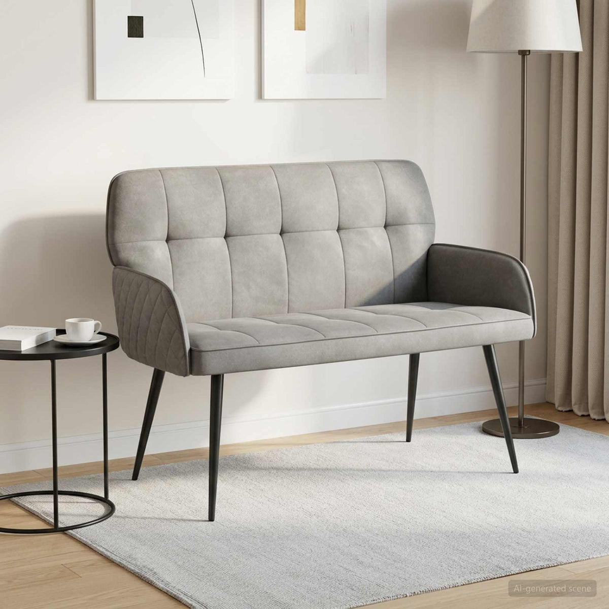 2 Seater Sofa with Metal Legs 2-Seater Velvet Light grey