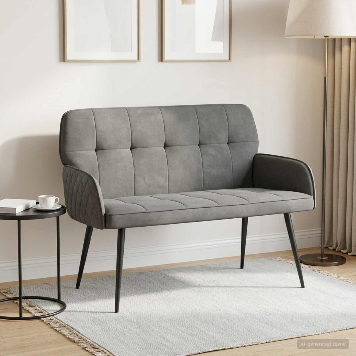 2 Seater Sofa with Metal Legs 2-Seater Velvet Dark grey