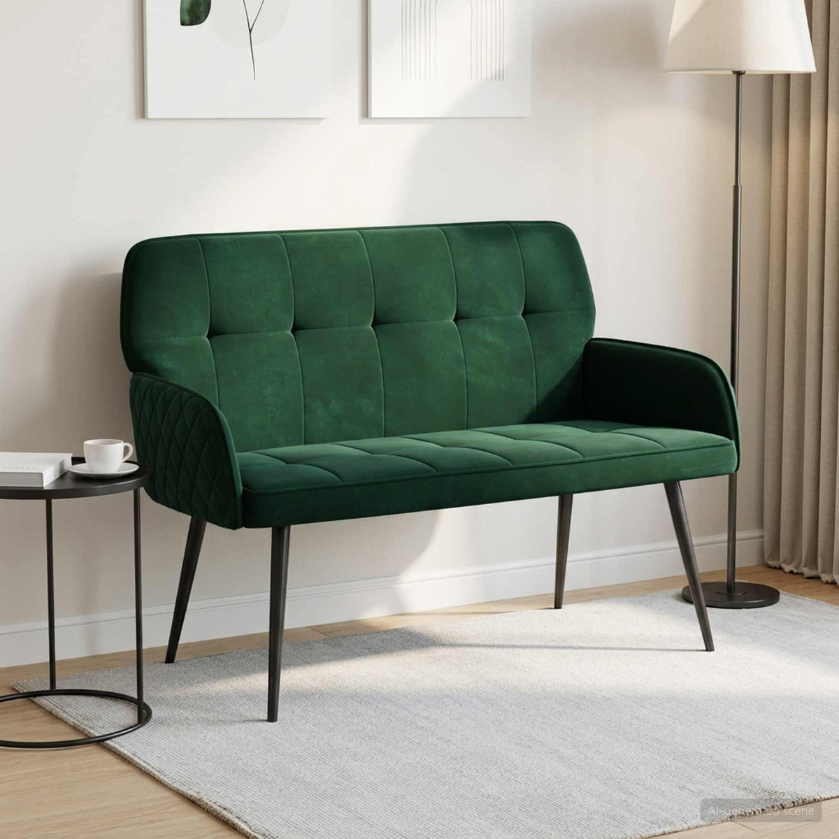 2 Seater Sofa with Metal Legs 2-Seater Velvet Dark green