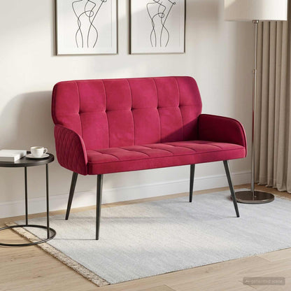 2 Seater Sofa with Metal Legs 2-Seater Velvet Wine red