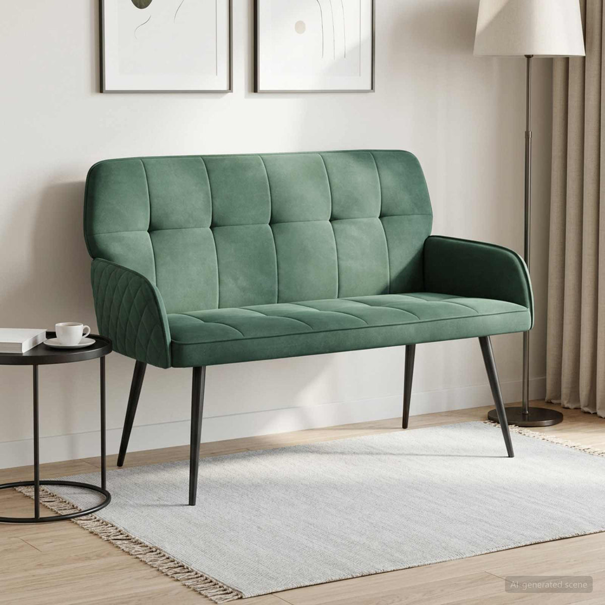 2 Seater Sofa with Metal Legs 2-Seater Velvet Sea green