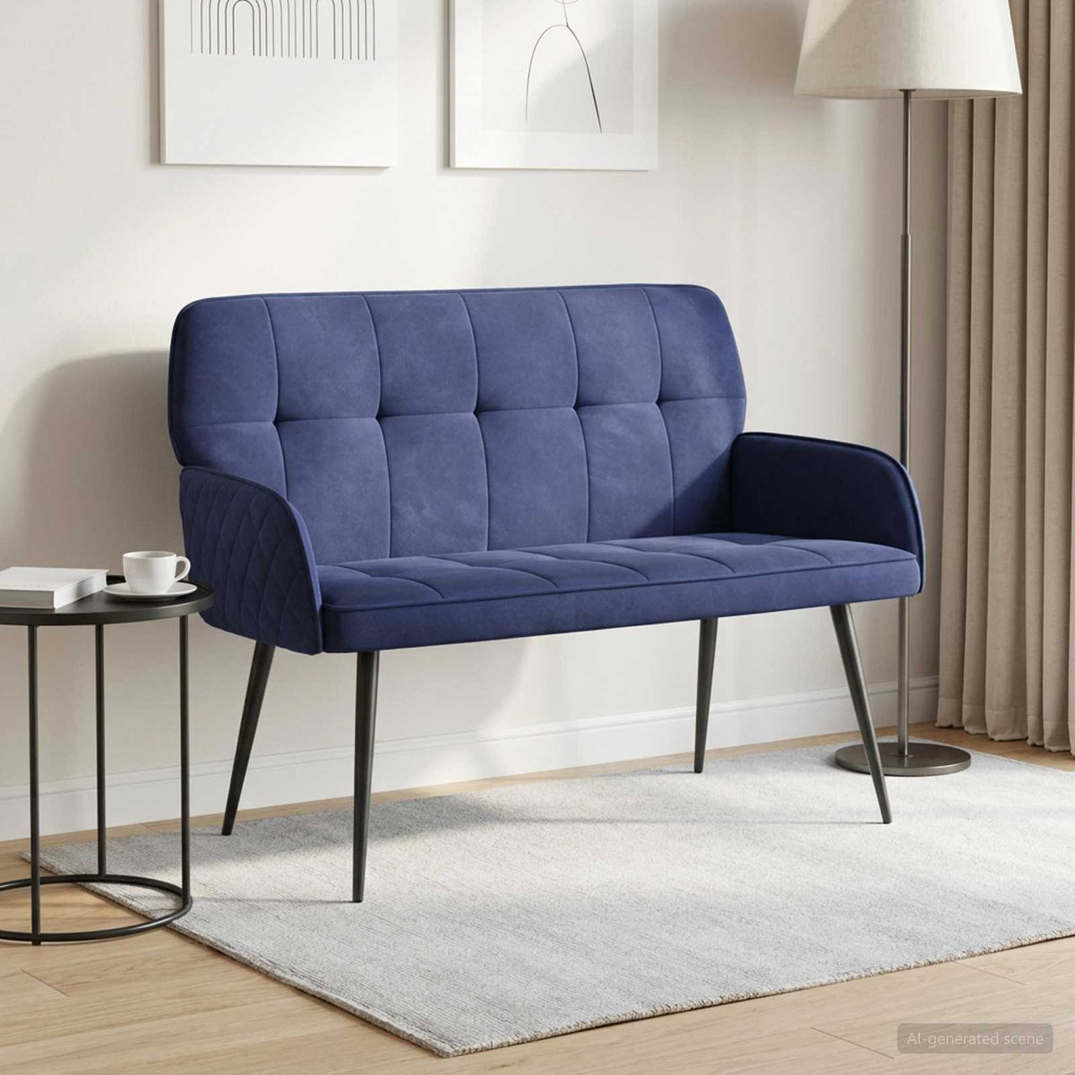 2 Seater Sofa with Metal Legs 2-Seater Velvet Police blue