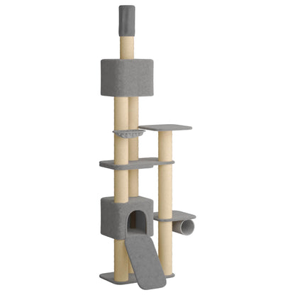 vidaXL Floor-to-Ceiling Cat Tree with Sisal Post Light Grey 257-283 cm 2