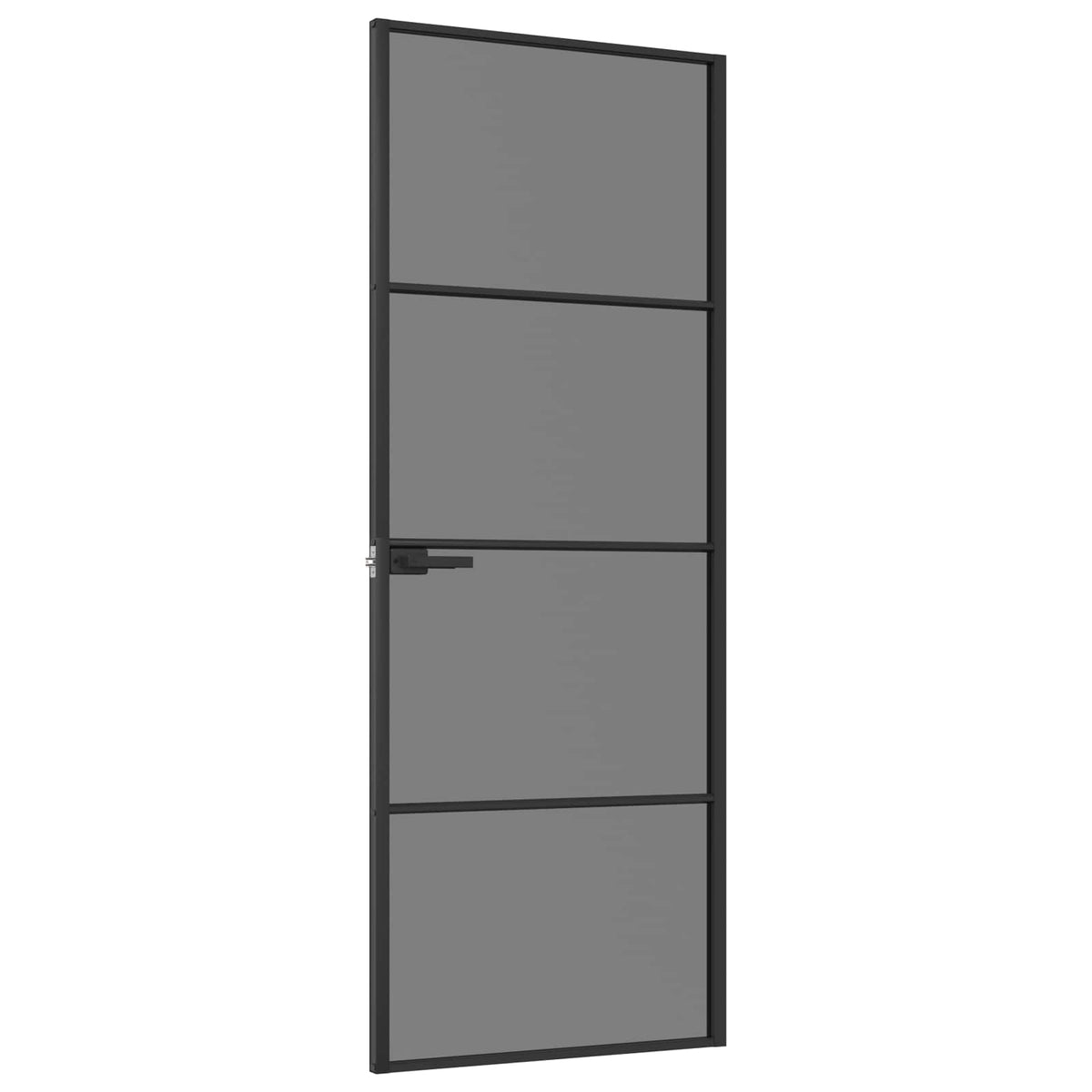 Interior Door Slim Black 76x201.5 cm Tempered Glass&Aluminium 3 Horizontal Bars Black