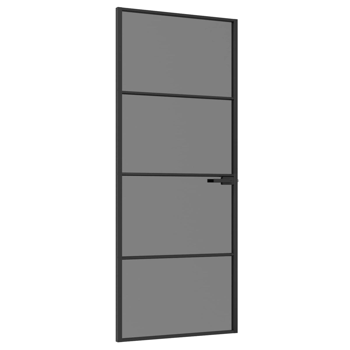 Interior Door Slim Black 83x201.5 cm Tempered Glass&Aluminium Length 201.5 cm 3 horizontal bars Width 83 cm Black