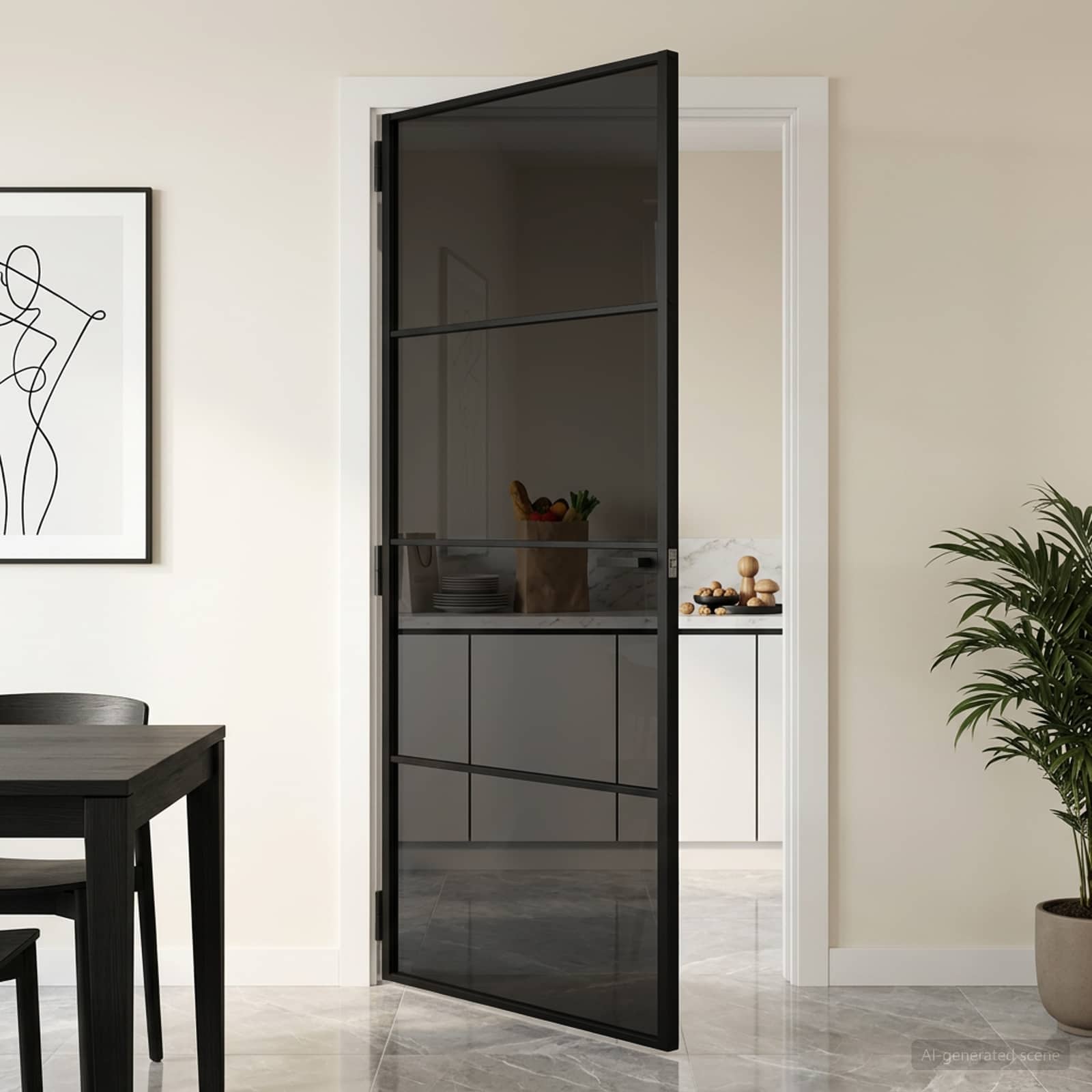vidaXL Interior Door 93 x 201.5 cm Tempered Glass and Aluminium 1