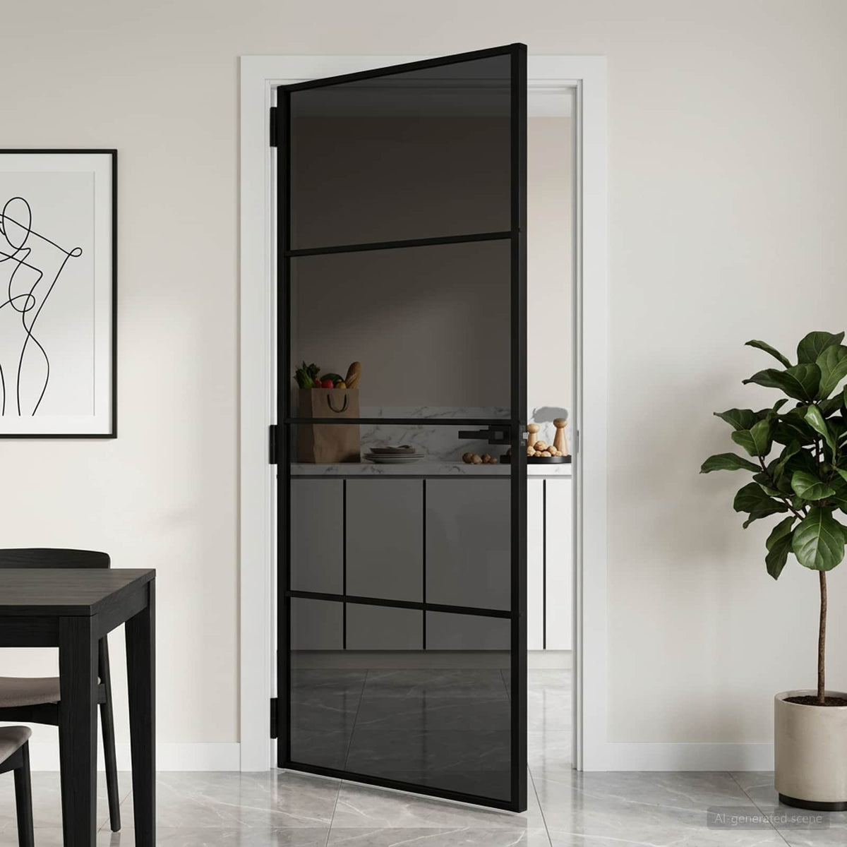 vidaXL Interior Door 102.5 x 201.5 cm Tempered Glass and Aluminium 1