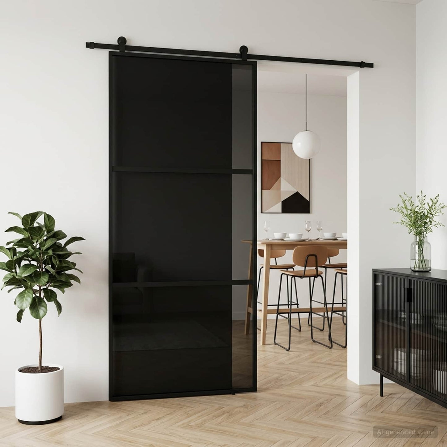 vidaXL Sliding Door 102 x 205 cm Tempered Glass and Aluminium 1