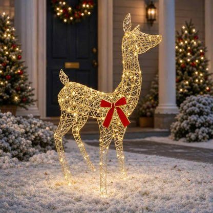 3D Christmas Reindeer LOVIISA 110 LEDs Warm White Width 70 cm Gold PET