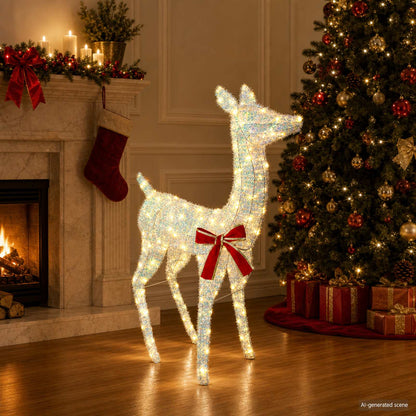 3D Christmas Reindeer LOVIISA 110 LEDs Warm White Width 70 cm Iridescent tinsel