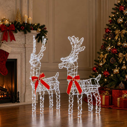 3D Christmas Reindeer LOVIISA 2 pcs 80 LEDs Warm White Transparent string