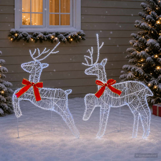 Christmas Reindeer 2 pcs 40 LEDs 43 x 19 x 65 cm Cold white