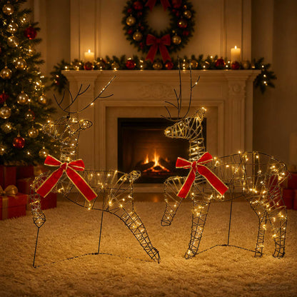 Christmas Reindeer Cold White Rattan 2