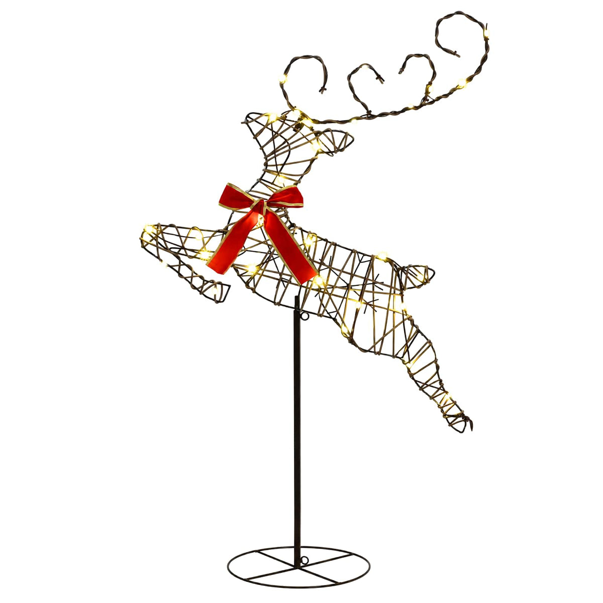 Christmas Reindeer with Sleigh 3 pcs 72 LEDs Warm White Rattan
