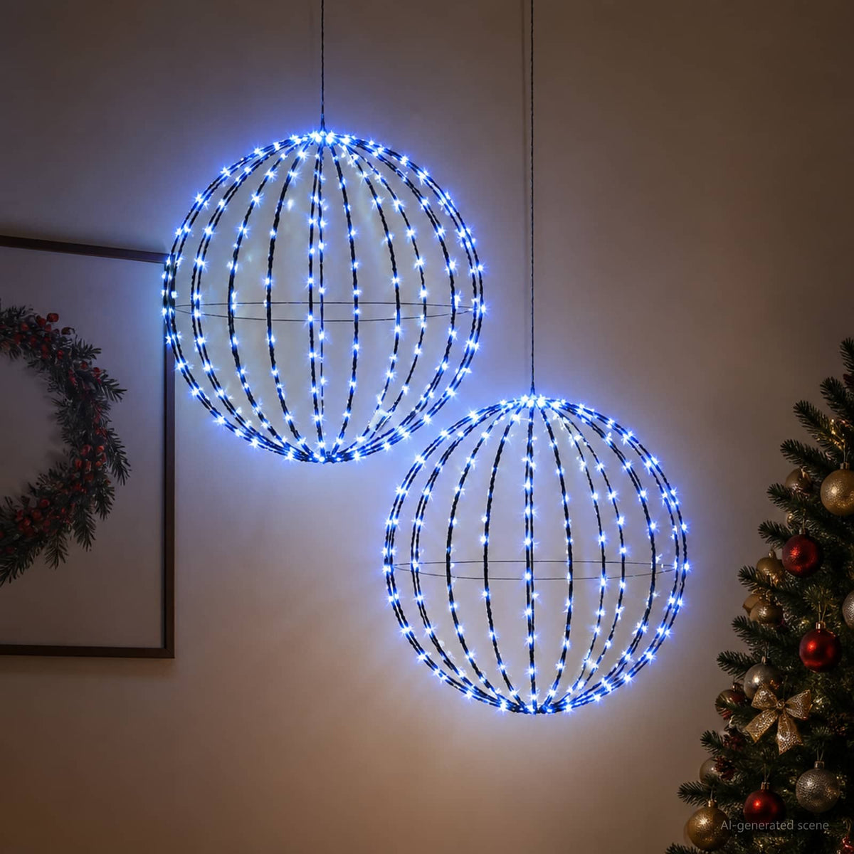Christmas Finial Light 192 LEDs 2 pcs 60 cm Blue