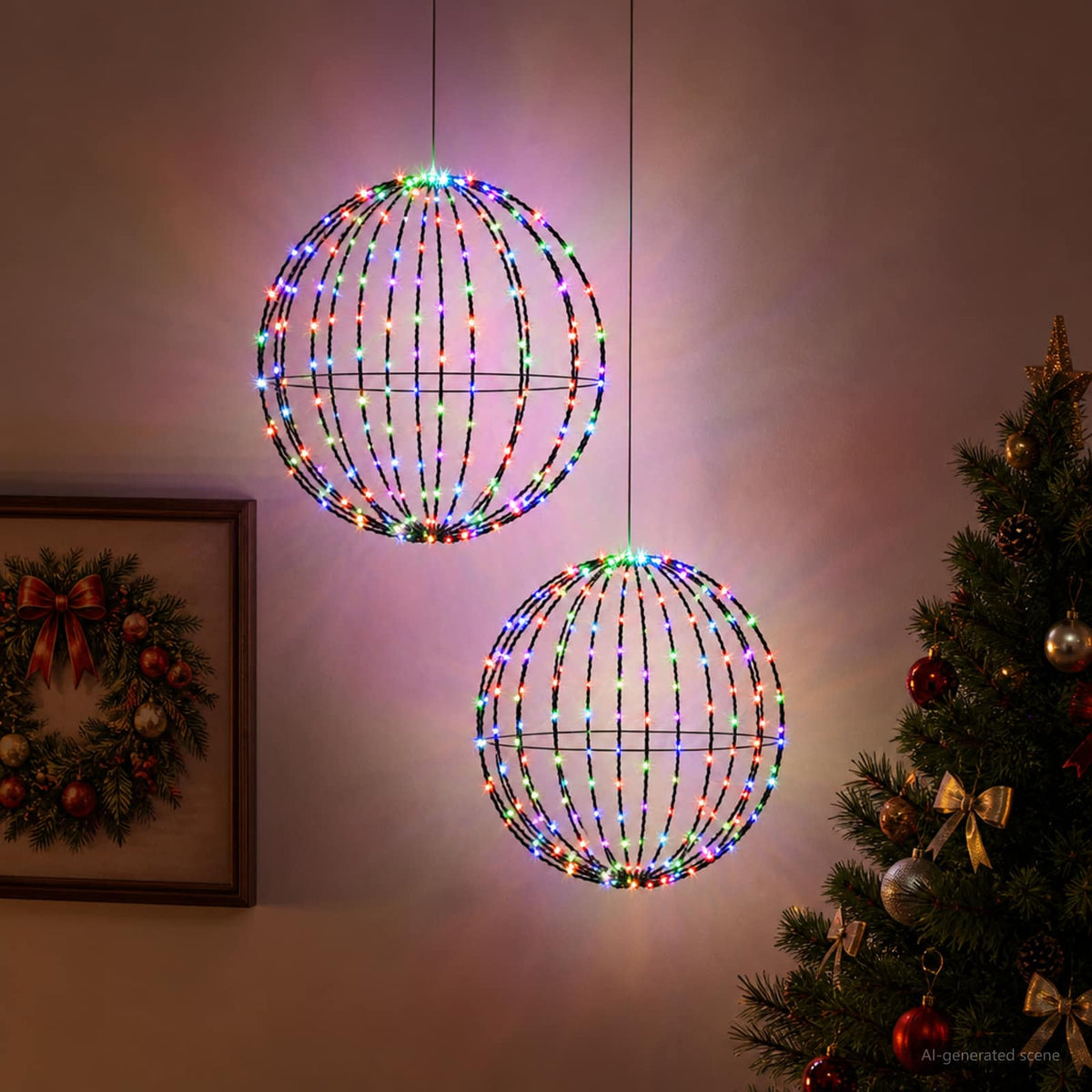 Christmas Finial Light 192 LEDs 2 pcs 40 cm RGB