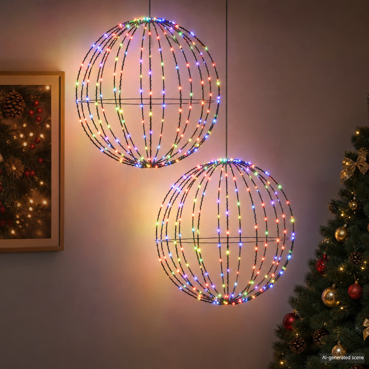 Christmas Finial Light 192 LEDs 2 pcs 60 cm RGB