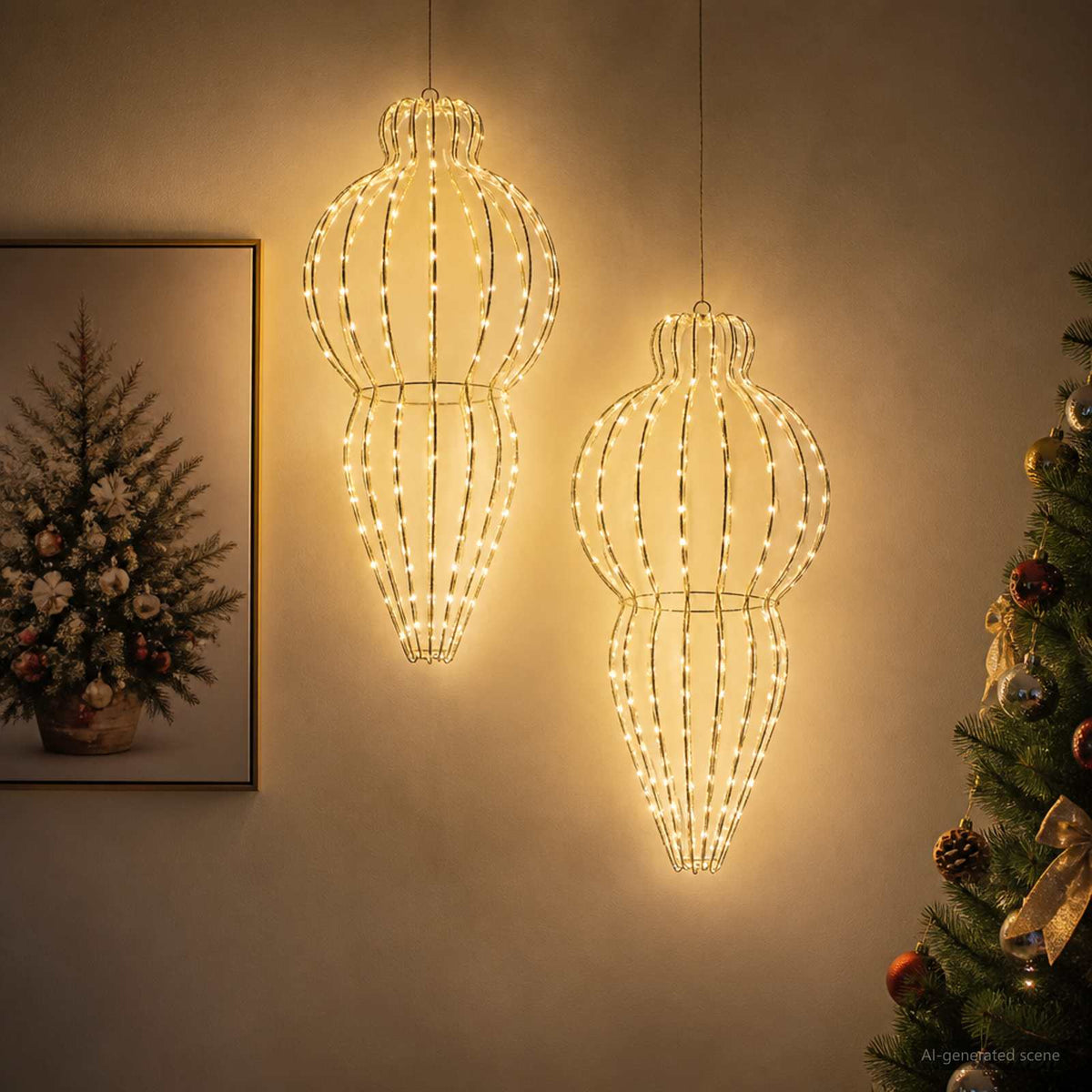 Christmas Finial Light 320 LEDs Dia. 40 x 75 cm 2 Cold white