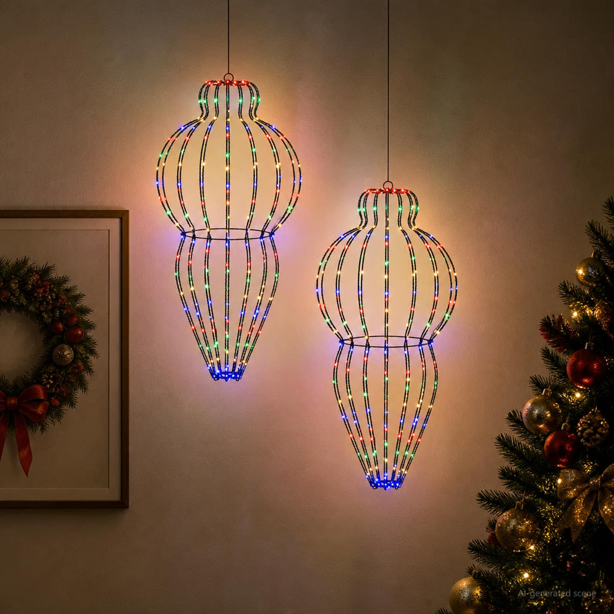 Christmas Finial Light 320 LEDs Dia. 40 x 75 cm 2 Multicolour
