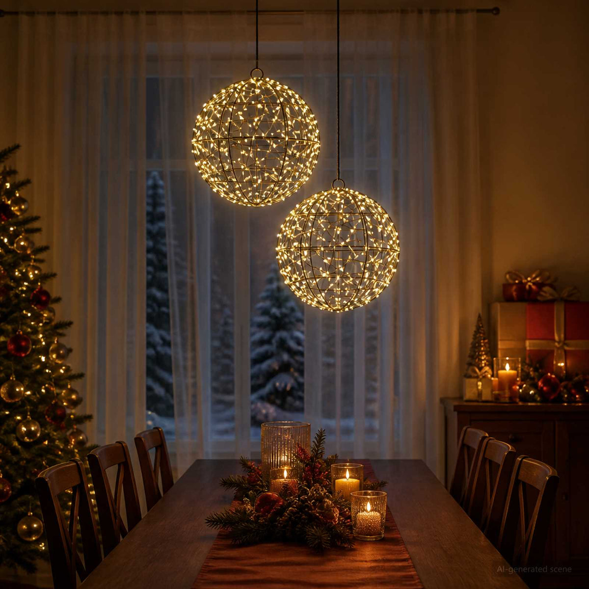 Christmas Finial Light 600 LEDs 2 pcs Ø 30 x 32 cm Warm white