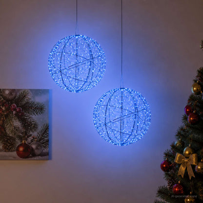Christmas Finial Light 600 LEDs 2 pcs Ø 40 x 42 cm Blue