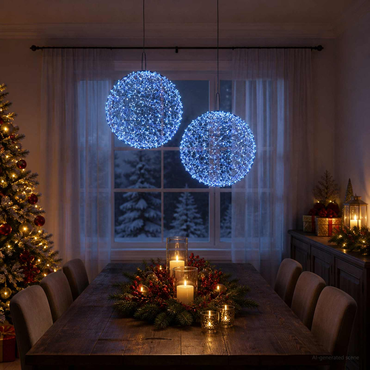 Christmas Finial Light 600 LEDs 2 pcs Ø 60 x 63 cm Blue