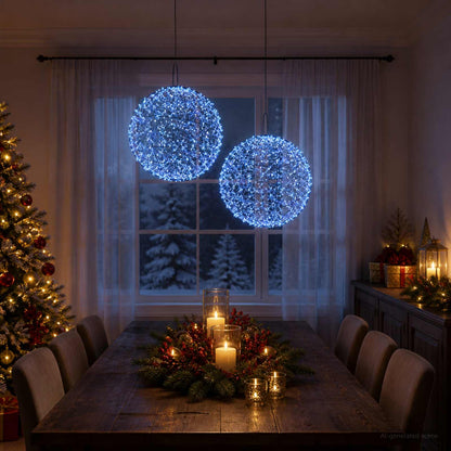 Christmas Finial Light 600 LEDs 2 pcs Ø 60 x 63 cm Blue