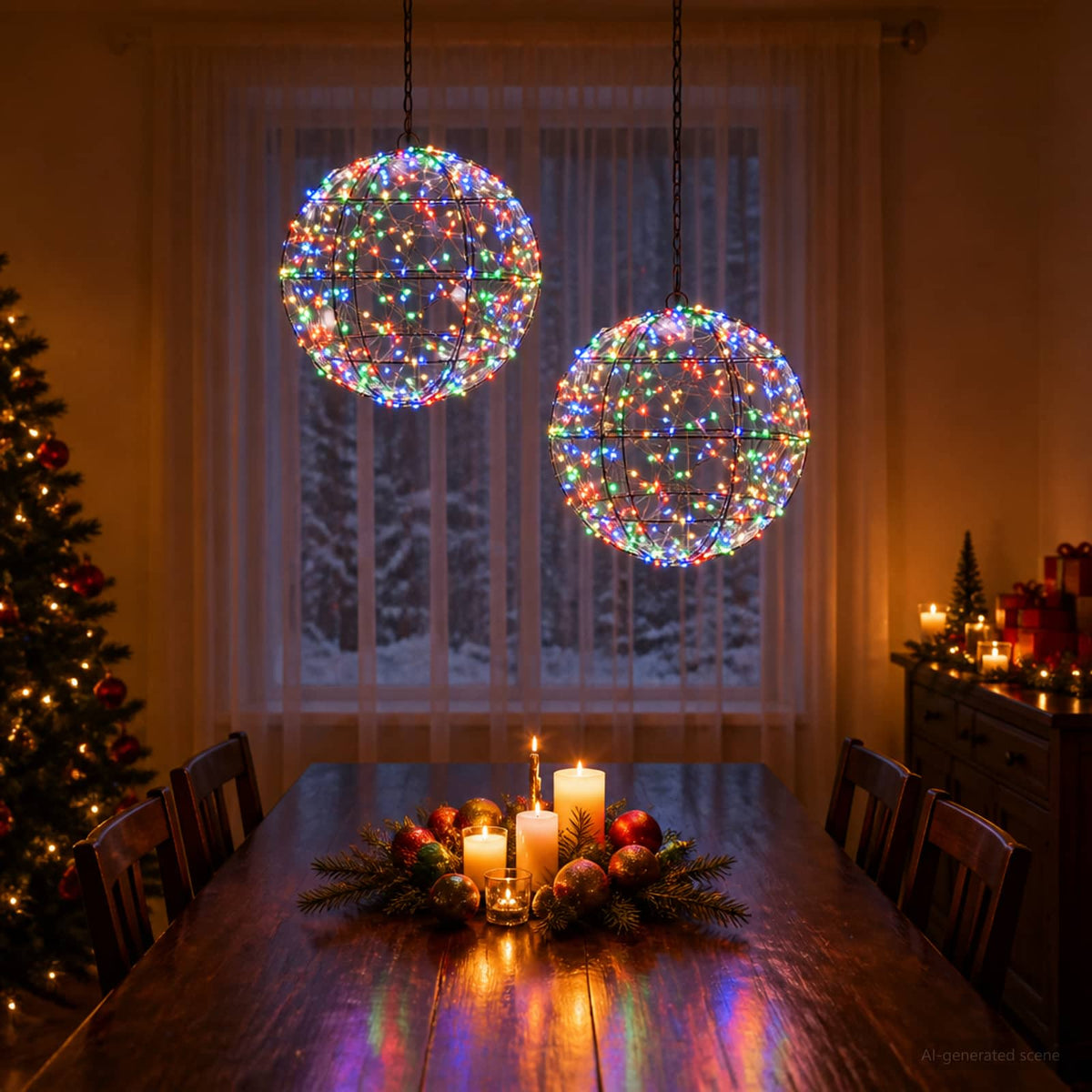 Christmas Finial Light 600 LEDs 2 pcs Ø 30 x 32 cm Multicolour