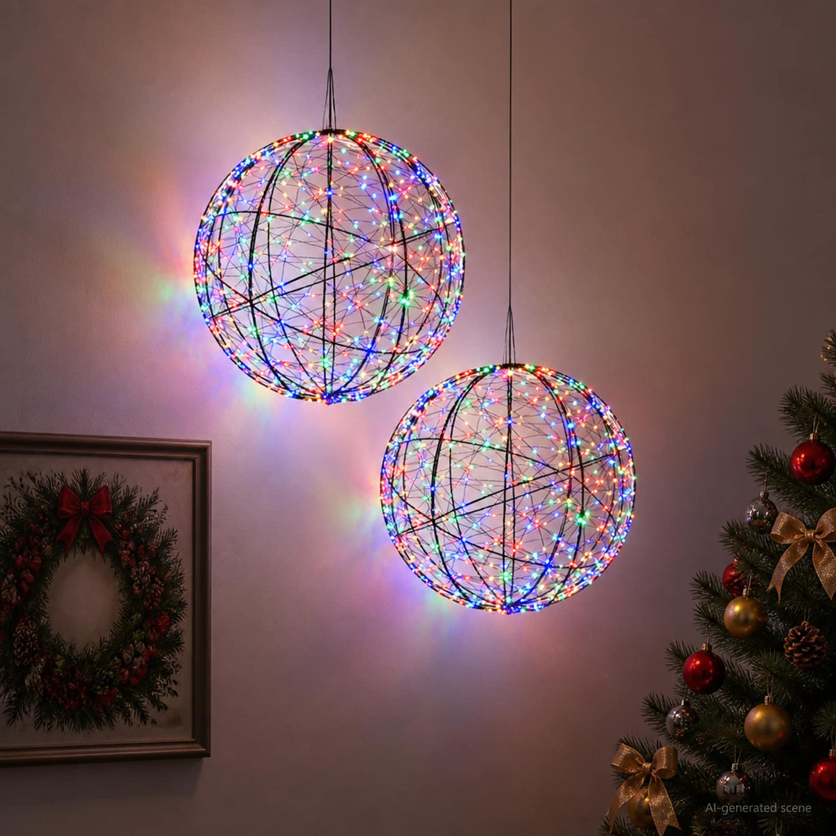 Christmas Finial Light 600 LEDs 2 pcs Ø 60 x 63 cm Multicolour
