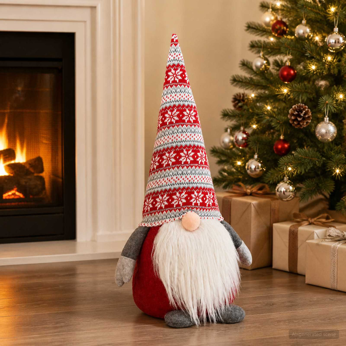 Christmas Gnome Polyester Red